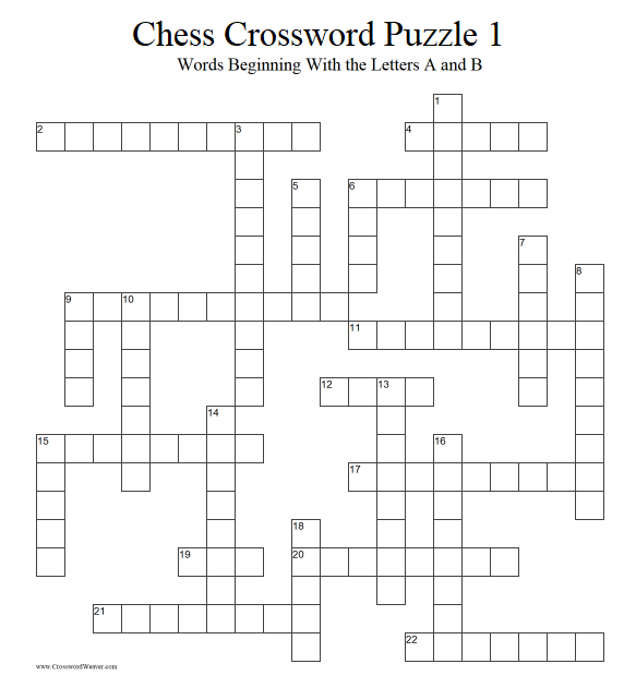 The game of chess - crossword puzzle